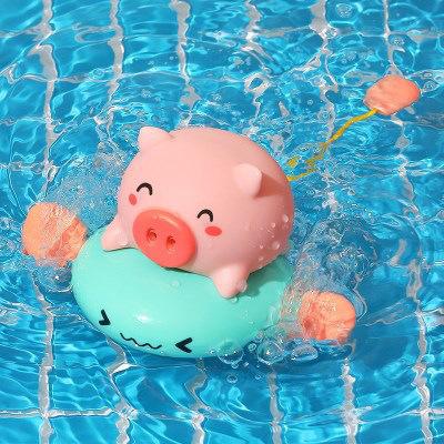 China Bath Toy Baby Floating Animals Cute Pig Roll Up Funny Bathing Toys Baby Bathroom Toys For Kids Swimming Pig for sale