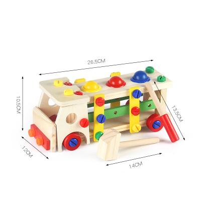 China Factory Supply Kids Action Ability Handmade Educational Detachable Wooden Toy DIY Assemble Car Toy for sale