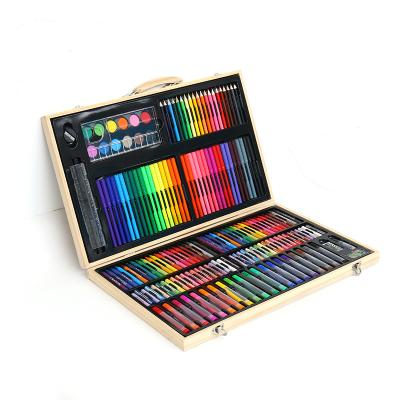 China Wooden Most Popular 180-Piece Children's Luxurious Wooden Drawing Stationery Set for sale