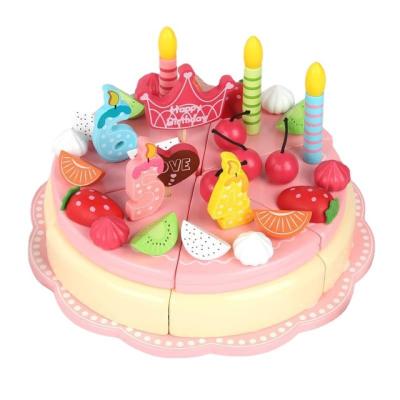 China Wood Pretend Cake Toy Wooden Birthday Party Cake For Toddlers, KIDS Toyland Pretend Food Sets Toddler Wooden Cake Sets For Kids Gift for sale