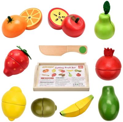 China Cooking Play Toys Cute Children's Girl's Wooden Chopping Toys Cutlery Set Set Cutting Fruits and Vegetables Toy Pretend Play Food Set for Kids Play for sale