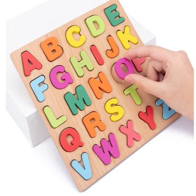 China 100% Eco-friendly Educational Alphabetical 3D Kindergarten Children Wooden Toys Educational Learning Puzzles for sale