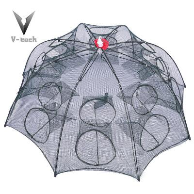 China 8 Holes Umbrella Shape Shrimp Double Entrances Crayfish Trap With Stainless Steel Frame for sale