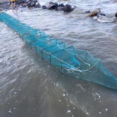 China Shrimp Long Train Folding PE Fish Net Trap With Steel Frame for sale