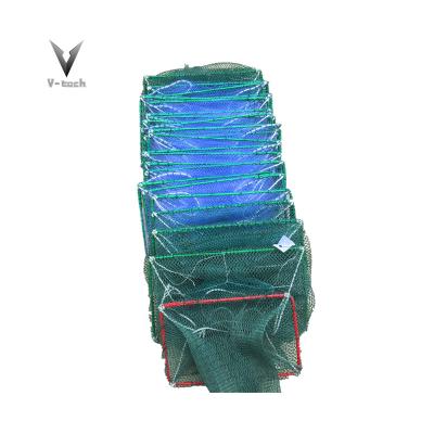 China Popular 9m Long Green and White Malaysia Lobster Color Folding Shrimp Trap PE and Nylon for Fish Lobster Eel Catch Minnow for sale