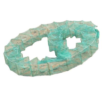 China Fishing Net Folding Crayfish Trap PE Net Long Train Mini Fish Trap for sale