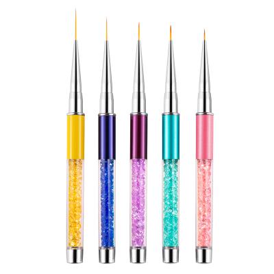 China Finger Nail Beauty 5 Pcs / Nylon Nail Art Brush Sets Art Liner Brush Metal Diamond Nail Set for sale