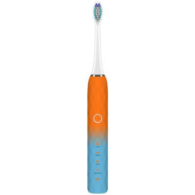 China 4 Frequency Modes Direct Deal Cleaning Gift Box Packaging Sonic Diamond Pattern Orange Blue Gradient Ultrasonic Electric Toothbrush for sale