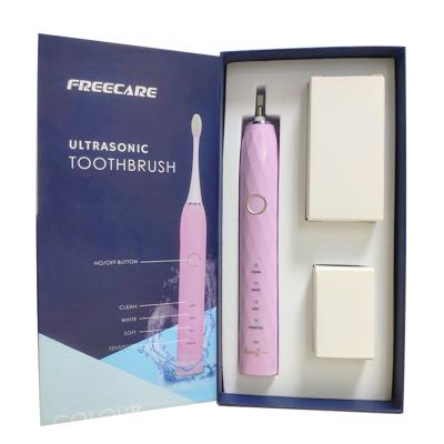 China Cherry Pink Diamond Pattern Case Ultrasonic Automatic Ultrasonic Electric Toothbrush Cleaning 4 Frequency Modes Gift Box Direct Packing for sale