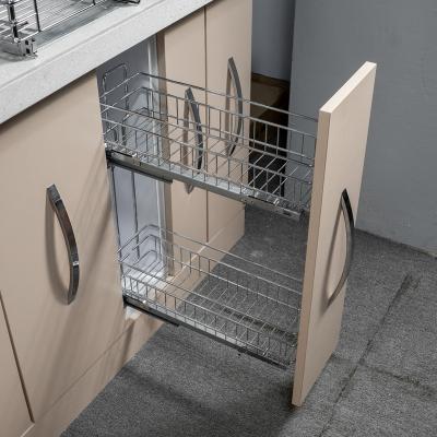 China Sustainable Multifunctional 300mm Side Pull Out Baskets Wire Storage Drawers Kitchen Wire Basket for sale