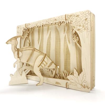 China DIY TOY Wincent Parasaurus Laser Cutting Creative Children's Toys 3D Photo Frame Postcard Theater Wooden Puzzle Toys for sale