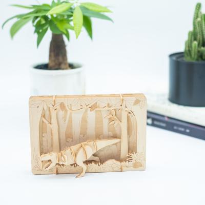 China China 3D Postcard Dinosaur Laser Cut Wooden Model Home 3d Decoration for sale