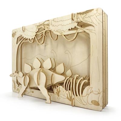 China Ornaments & Postcard & New Wincent Craft Stegosaurus 3D Photo Album Customizable Postcards Dinosaur 3D Wooden Theater Jigsaw Puzzle for sale