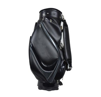 China OEM fashionable custom made black waterproof golf stand leather bag for men for sale