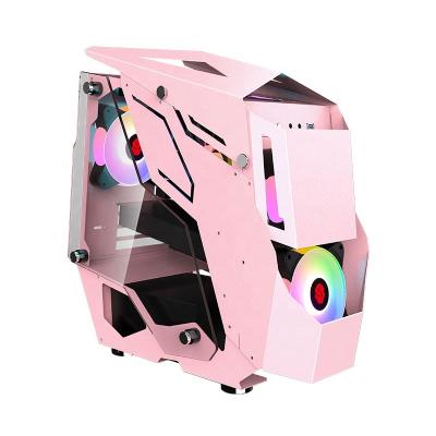 China With Side Panel Window Pink Color Gaming Aliminum Computer Case PC Case Computer Cabinet for sale