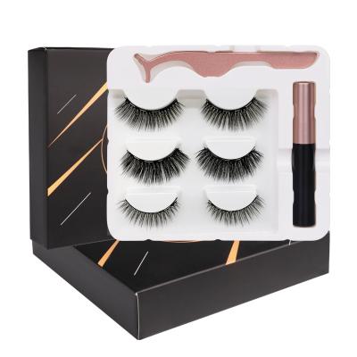 China Wholesale 25mm False Eyelashes Magnetic 3d Long Lasting Eyelashes With Tray Box Magnetic Eyelashes for sale