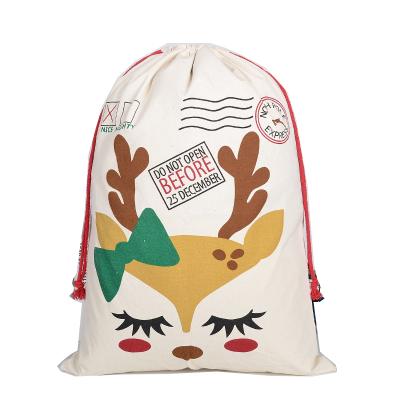 China Wholesale Drawstring Bag Eco - Friendly Ready To Ship Large Canvas Santa Sack For Christmas for sale