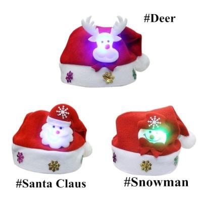 China Christmas LED Light Hat Cartoon Santa Claus /Elk/Snowman Christmas Hats Kids Toys For Children Felt Christmas Hat for sale