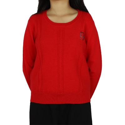 China Anti-wrinkle Ladies Striped Red Wool Sweater Womens OEM Superfine Spring for sale