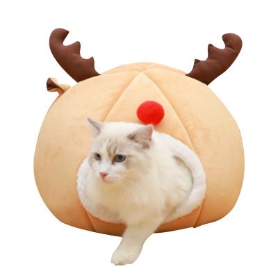 China Warm Soft Breathable Winter Plush House Christmas Pet Nest With Portable Pet Cushion Mat for sale