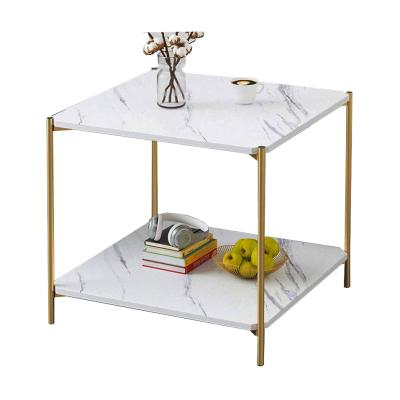 China Assemble Double Layer Coffee Table Small Square Marble Wood End Table Sofa Side Table Home Furniture for sale