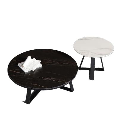 China Precipitation 3 leg coffee table round light effect coffee table 2pc marble top set for sale