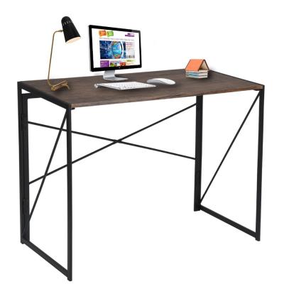 China Modern Foldable Computer Table Photos Folding Wooden Computer Table Study Table With Metal Frame for sale