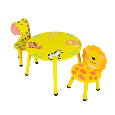 China Kids Wooden Furniture Sets Children Kids Cartoon Study Table And Wooden Chair Set for sale