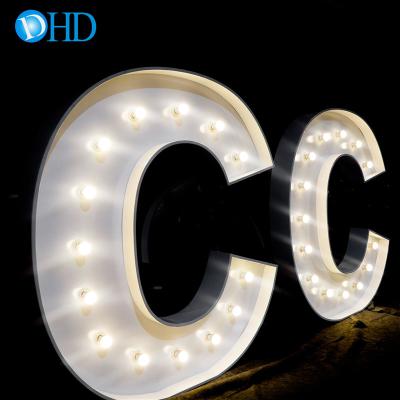 China Custom Stores Metal Bulb Event Bar Decor Signs Big Light Giant Alphabet Marquee Decorated Signage Letters for sale