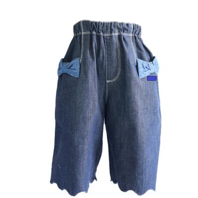 China Fast Shipping Custom 100% Cotton Boys Kids Shorts Blue Cotton Denim Clothing Set Pants for sale