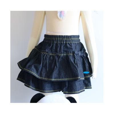 China Wholesale Cheap Price 100% Cotton 100% Cotton Double Layer Blue Denim Skirts For Kids for sale