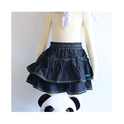 China High Grade Custom 100% Cotton Double Layer Blue Jeans Skirts For Kids for sale