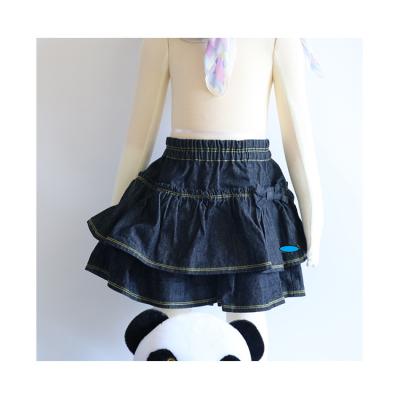 China Professional 100% Cotton Supply Double Layer Kids Distressed Colorful Jeans Skirts for sale