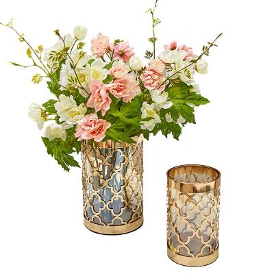 China Europe Handcrafted Decorative Stainless Steel Table Vase Gold Plated Metal Vase for sale