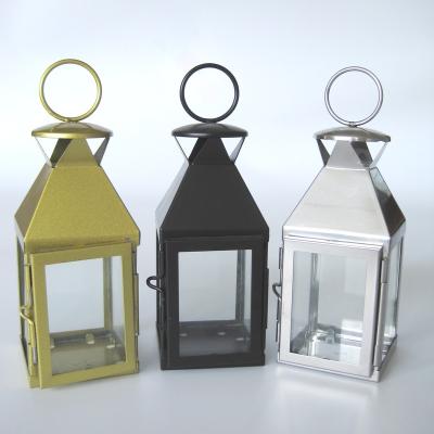 China Home Decoration SL-FT18A Luxury Gold Plated Candle Lantern Black Lantern for sale