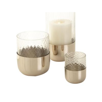 China Home Decoration China New Product Stainless Steel Candle Holder With Glass for sale