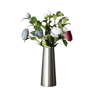 China Handmade Western Restaurant Table Top Vase , Silver Stainless Steel Flower Arranging Device for sale