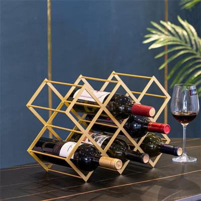 China Factory Wholesale New Design Metal Stored Portable Wine Rack for sale