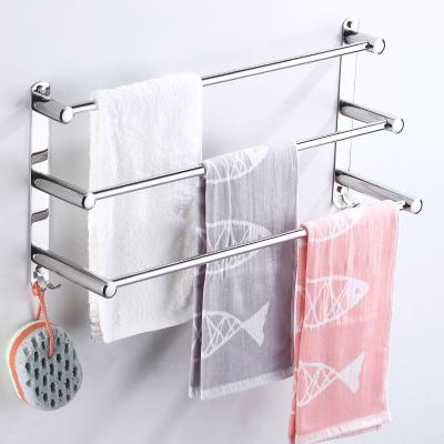 China Modern Bathroom Accessories Three Layer Stainless Steel Towel Rack Folding Towel Rack for sale