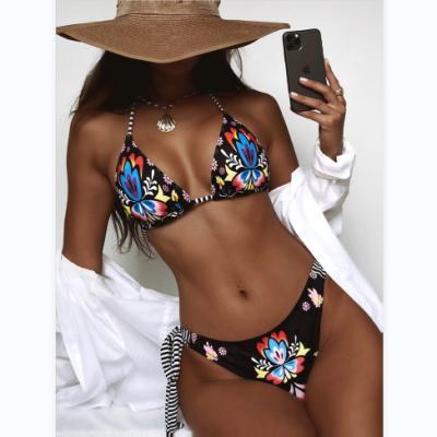 China UNISWIM 2022 Vintage Floral Print Breathable Women Swimwear Bikini Sets Hot Sexy Patchwork Swimwear Lace Up Backless Cut Out Beachwear for sale