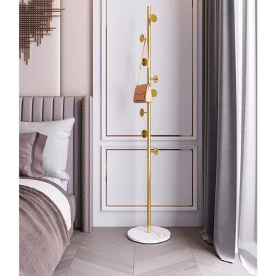 China (Others) 2020 Modern Design Floor Marble Iron Adjustable Hanging Clothes Living Room Bedroom Porch Receive Clothes Rack Simple Coat Rack for sale