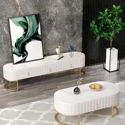 China China Metal Table Table Living Room Furniture Wall Modern Light Luxury Marble TV Stand Nordic Wholesale Top Marble TV Cabinet Combination for sale