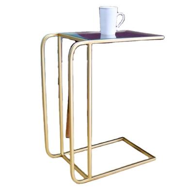 China Factory Direct Selling Mini Coffee Table Corner Iron Metal Frame Side Marble Table Table Simple Modern Simple Glass Tea Table Small for sale