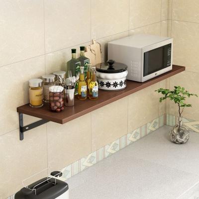 China Wholesale Minimalist Modern Simple Wall Mounted Wooden Iron Wall Shelf Japanese Style Storage Rack Living Room Kitchen Furniture Wall Rack for sale