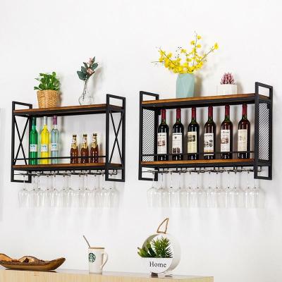 China Nordic light luxury simple creative wall hanging wine shelf American storage rack corrosion protection metal rack indoor decorative shelf for sale