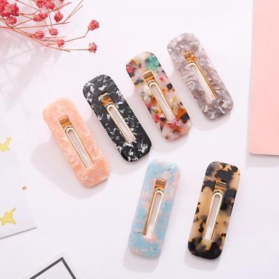 China Fashion Hot Selling Water Colorful Geometric Soft Drop Hollowed Hair Clip Ins Cellulose Acetate Surfboard Hair Clips for sale