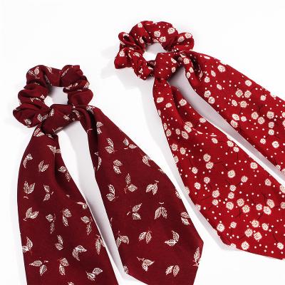 China Fashion Customize Fabrics Accessories Scrunchy Hair Band Girls Hair Ribbon Nylon Printing Silk Women for sale