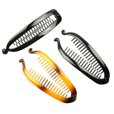 China Wholesale Japan Style Black Simple Plastic Hair Comb Water Proof Unbroken Fish Clip for sale