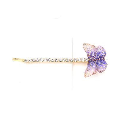 China Wholesale Durable High Quality Girls Hair Clips Gold Rhinestone Colored Butterfly Bobby Pins Popular for sale