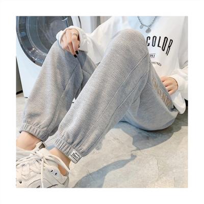 China 2021 New Breathable Sweatpants Autumn Embroidered Letters Jogger Pants Haren Pants Women Sports Waffle Pants for sale